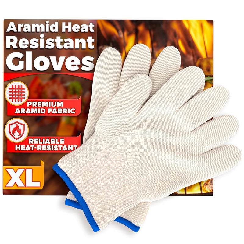 V TOWER Heat Resistant Gloves for Cooking & Grilling – Aramid Oven Mitts Gloves with Fingers, Short-Term Hand Protection up to 932°F and Secure Grip for Baking, Fryer, and BBQ - Image 1